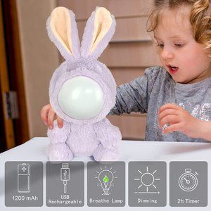 OUTOFDARK Bunny Stuffed Animal Night Light,Rechargeable Portable Plush Doll Lamp